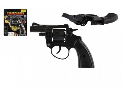 Revolver/pištoľ na kapsule 8 rán plast 13cm na karte 15x18x2cm