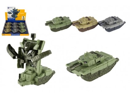 Transformer tank/robot plast 14cm na zotrvačník 3 farby