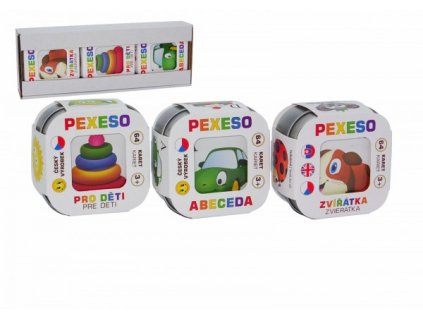 Pexeso 3ks Abeceda, Zvieratká, Pre deti spoločenská hra v krabičke 8x21x4cm