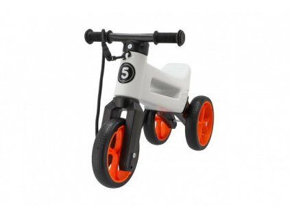 Odrážadlo FUNNY WHEELS Rider SuperSport biele/oranž. 2v1+popruh,výš.sedla28/30cm nos.25kg 18m+v sáčk