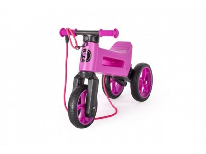 Odrážadlo FUNNY WHEELS Rider SuperSport fialovej 2v1+popruh,vyššie.sedla 28/30cm nos 25kg 18m+ v sáč