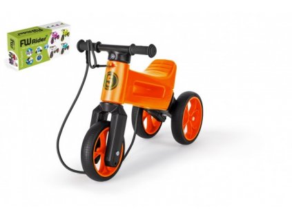 Odrážadlo FUNNY WHEELS Rider SuperSport oranž. 2v1+popruh, vyššie. sedla 28/30cm nos. 25kg 18m+ v kr