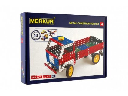 Stavebnica MERKUR 4 40 modelov 602ks 2 vrstvy v krabici 36x26,5x5,5cm
