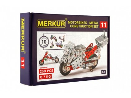 Stavebnica MERKUR 011 Motocykel 10 modelov 230ks v krabici 26x18x5cm