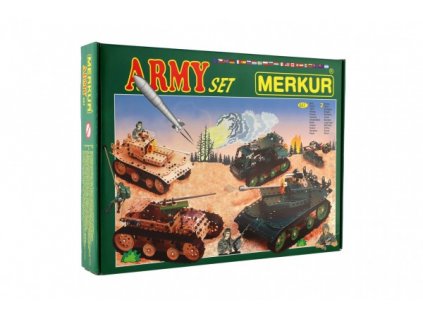 Stavebnica MERKUR Army Set 674ks 2 vrstvy v krabici 36x27x5,5cm