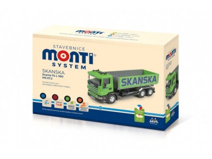 Stavebnica Monti System MS 67,2 Skanska Scania 114 L 1:48 v krabici 31,5 x16x6,5cm