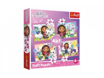 Puzzle 4v1 Gabbyina dobrodružstvo/Gabby´s Dollhouse 28,5x20,5cm v krabici 28x28x6cm