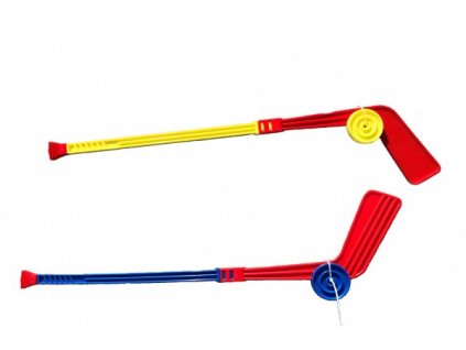 Hokejka plastová s pukom 74cm mix farieb