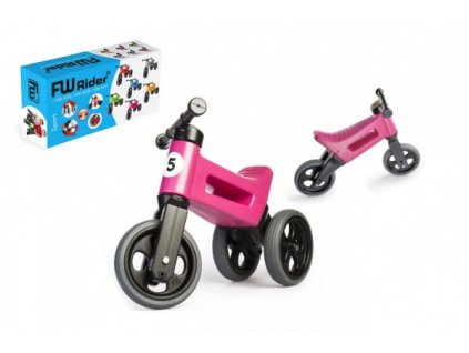 Odrážadlo FUNNY WHEELS Rider Šport ružové 2v1, výška sedla 28 / 30cm nosnosť 25kg 18m + v krabici