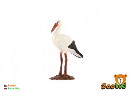 Bocian biely zooted plast 9cm v sáčku