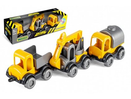 Auto stavebné Kid Cars 3ks plast 10cm v krabičke 30x8x10cm 12m + Wader
