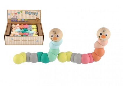 Červ / húsenica kĺbový drevo 16cm 2 farby 10m+