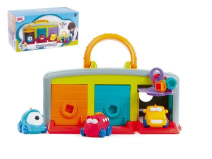 Garáž s autíčkami 3ks + doplnky plast 30x14x13cm v krabici 2+