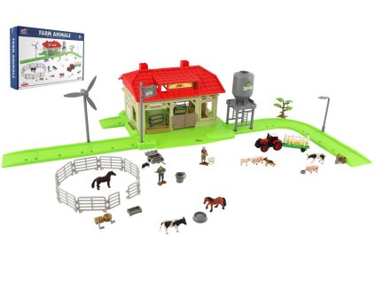 Sada domáca farma so zvieratami a traktorom plast s doplnkami v krabici 48x31x9cm