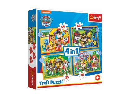 Puzzle 4v1 Prázdniny Tlapková Patrola / Paw Patrol 28,5x20,5cm v krabici 28x28x6cm
