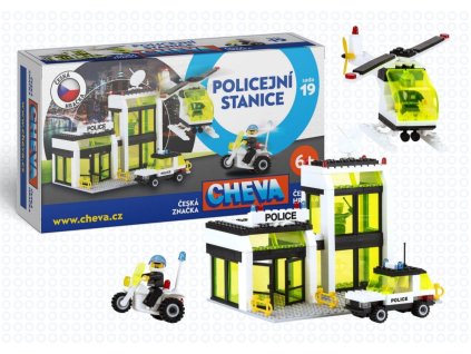 Stavebnica Cheva 19 Policajná stanica plast 335ks v krabici 45x30x5cm