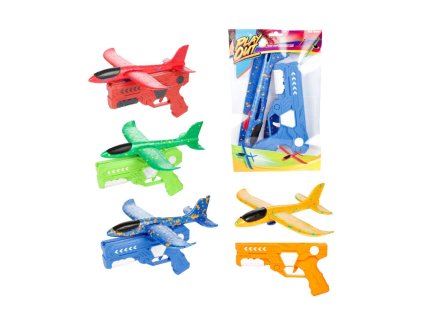 Vystreľovacie lietadlo penové s pištoľou 22cm 4 farby