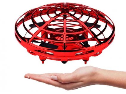 Dron UFO R3, mini-dron ovládaný rukou, senzory proti nárazu, RTF, červený
