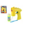Bublifuk pištoľ žltá plast 13cm + 1 náplň na batérie