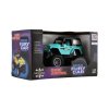 Auto RC terénne 14cm plast 27MHz na batérie so svetlom tyrkysové v krabici 20x11x10cm