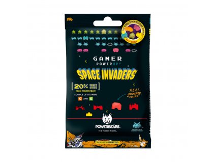 Powerbeärs Space Invaders žvýkací bonbony s ovocnými příchutěmi 50 g