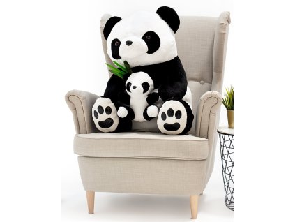 Plyšový medvěd Panda s miminkem 100 cm (Barva Černá, Velikost 100 cm)