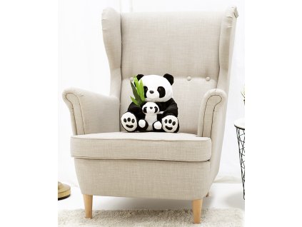 Plyšový medvěd Panda s miminkem 40 cm (Barva Černá, Velikost 40 cm)