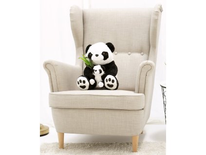 Plyšový medvěd Panda s miminkem 50 cm (Barva Černá, Velikost 50 cm)