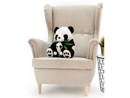 Plyšový medvěd Panda s miminkem 70 cm (Barva Černá, Velikost 70 cm)