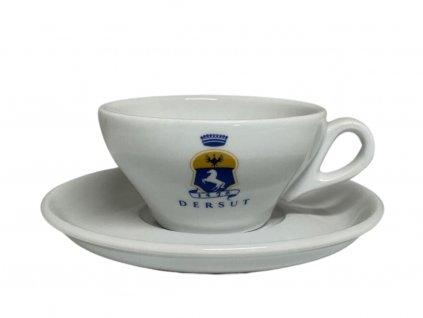 Cappuccino hrníček Dersut logo yellow blue velký 220ml (zánovní) 2 min