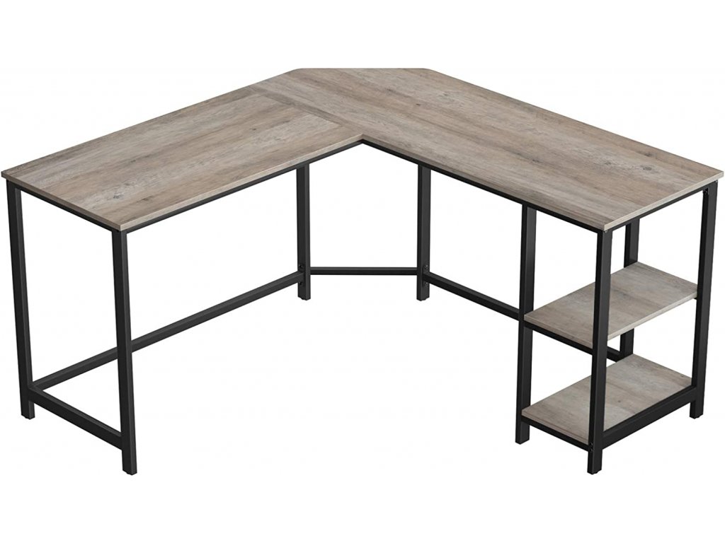 Počítačový stůl Filiz, Šedo-Béžová  Psací stůl rohový ve tvaru L, se 2 přihrádkami, prostorově úsporný, jednoduchá montáž, průmyslový design, šedo-béžová.