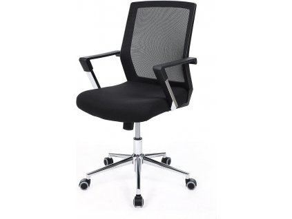 Kancelářská židle Ketty, Černá  Kancelářská židle se síťovou opěrkou, otočná židle výškově nastavitelná, kolébková funkce, černá.