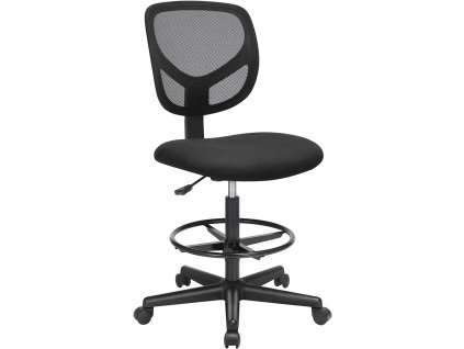 Kancelářská židle Klara, Černá  Kancelářská, pracovní židle bez ručních opěrek, výška sedu 55–75 cm, vysoká otočná židle s nastavitelnou opěrkou nohou, nosnost 120 kg, černá