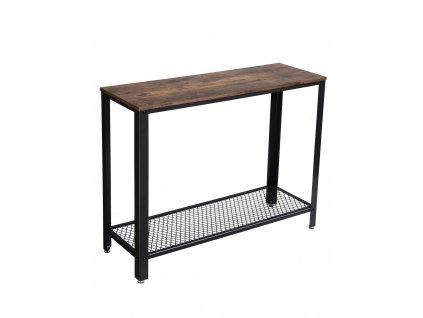 Konzolový stolek Gesa, Rustikální Hnědá  Konzolový stolek,v industriálním stylu, stabilní stolek do chodby nebo obývacího pokoje, jednoduchá montáž, kombinace dřeva kovu, vintage