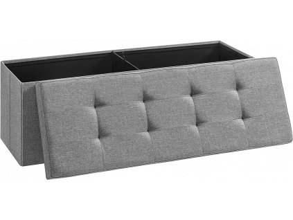 Lavice Orit s úložným prostorem, Šedá Lavice s úložným prostorem, skládací stolička, nosnost do 300 kg, 110 x 38 x 38 cm, světlá šedá.