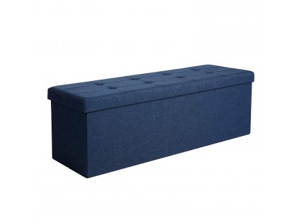 Sedací lavice Orit s úložným prostorem, Tmavá Modrá  Lavice s úložným prostorem, skládací stolička, nosnost do 300 kg, 110 x 38 x 38 cm, tmavě modrá.