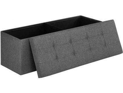 Lavice Orit s úložným prostorem, Tmavě Šedá Lavice s úložným prostorem, skládací stolička, nosnost do 300 kg, 110 x 38 x 38 cm, tmavě šedá.