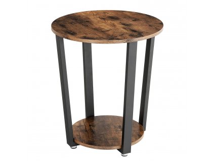 Odkládací stolek Ivani, Rustikální Hnědá  Odkládací stolek kulatý, konferenční stolek s ocelovým rámem, 50 x 50 x 57 cm, robustní, jednoduchá montáž, stůl do obývacího pokoje, ložnice