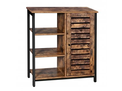 Dřevěná komoda Sandy, černá  Dřevěná komoda, kuchyňská skříňka se 3 otevřenými přihrádkami, skříňka do koupelny, obývacího pokoje, chodby, kuchyně, domácí kanceláře.