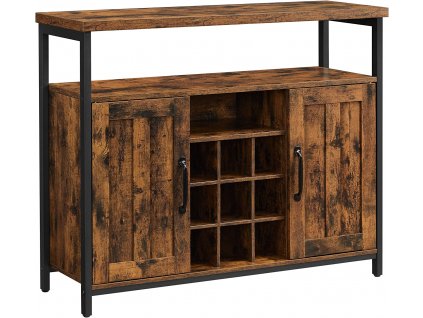 Dřevěná komoda Sefa, černá  Dřevěná komoda, kuchyňská skříňka, úložná skříňka, vintage, 2 dvířka, 100 x 35 x 81,4 cm, průmyslový design, vintage, černá.