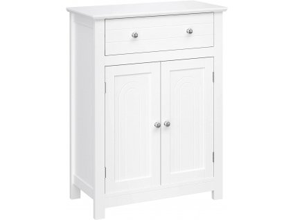 Koupelnová skříňka Jolan, bílá  Koupelnová skříňka se zásuvkou a nastavitelnou odkládací přihrádkou, úložná skříňka, venkovský styl, 60 x 30 x 80 cm, bílá.
