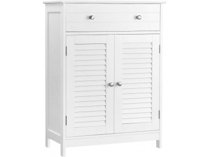 Koupelnová skříňka Tailor, bílá  Koupelnová skříňka se dvěmi lamelovými dvířkami, zásuvka, nastavitelná police, skandinávský styl, 60 × 30 × 80 cm, matně bílá.