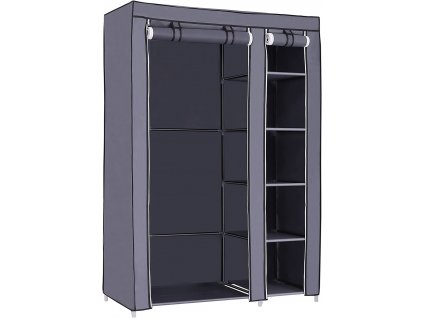 Látková skříň XL Riley, šedá  XL látková skříň, skládací skříň, šatník, skříň na kempování, 175 x 110 x 45 cm, šedá.
