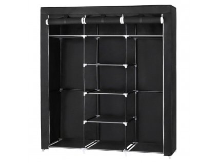 Látková skříň Robert, černá  Látková skříň, skládací skříň, šatník se 2 šatními tyčemi, 175 x 150 x 45 cm, černá.
