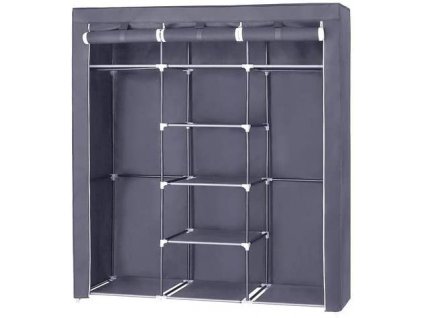 Látková skříň Robert, šedá  Látková skříň, skládací skříň, šatník se 2 šatními tyčemi, 175 x 150 x 45 cm, šedá.