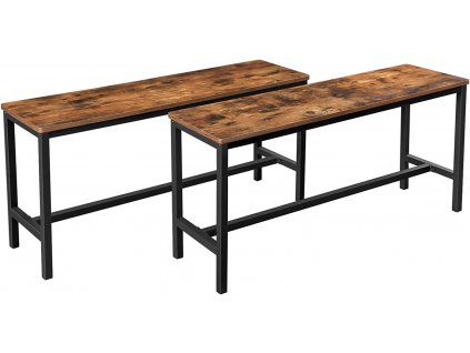 Sedací lavice Sumitra Set 2 ks, tmavě hnědá  Sedací lavice pro jídelní stůl, sada 2 ks, kuchyňské lavice, 32,5 × 108 × 50 cm, kuchyně, jídelny, stabilní ocelová konstrukce, průmyslový design,