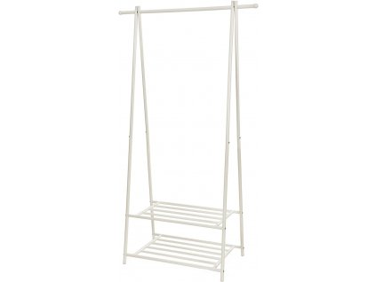 Šatní stojan Lan, bílá Šatní stojan, věšák na šaty, kovový stojan na šaty, tyč na šaty s odkládací plochou na boty, 87,5 x 155 x 41 cm, bílá.