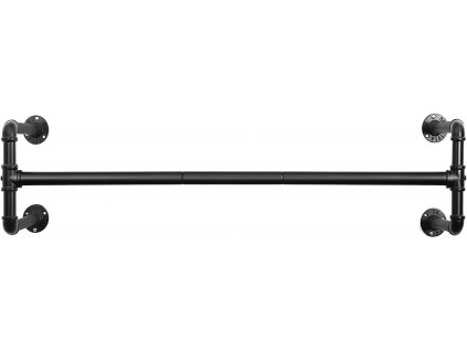 Šatní tyč Leigh, černá  Šatní tyč v industriálním designu, montáž na stěnu, nosnost až 60 kg, 110 x 30 x 29,3 cm, jednoduchá montáž, černá.