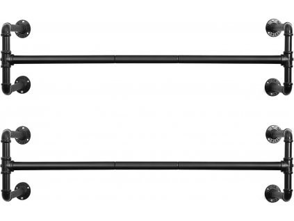 Šatní tyč Leigh, sada 2 ks, černá  Šatní tyč v industriálním designu, montáž na stěnu, sada 2 ks, nosnost až 60 kg, 110 x 30 x 29,3 cm, jednoduchá montáž, černá.