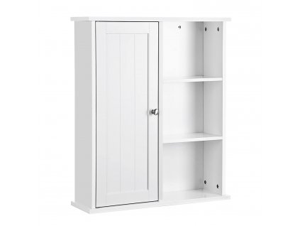 Závěsná skříňka Reike, bílá  Závěsná skříňka, nástěnná skříňka do koupelny, kuchyně, regál pro skladování s dvířky a policemi, bílá, 60 × 71 × 18 cm (š × v × h).